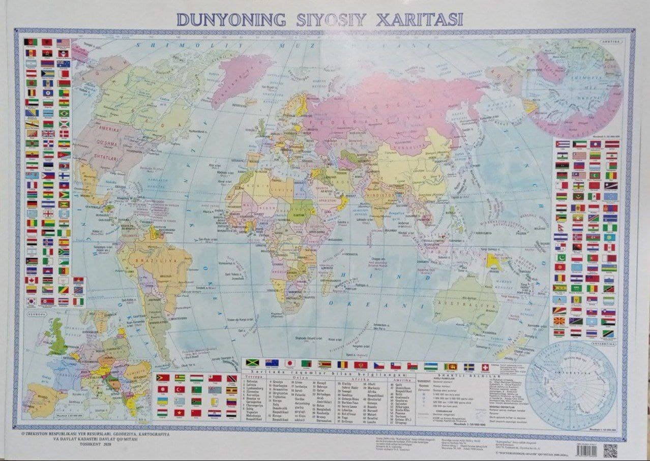 Dunyoning siyosiy xaritasi (kichik) (A2, yumshoq) kichik rasm