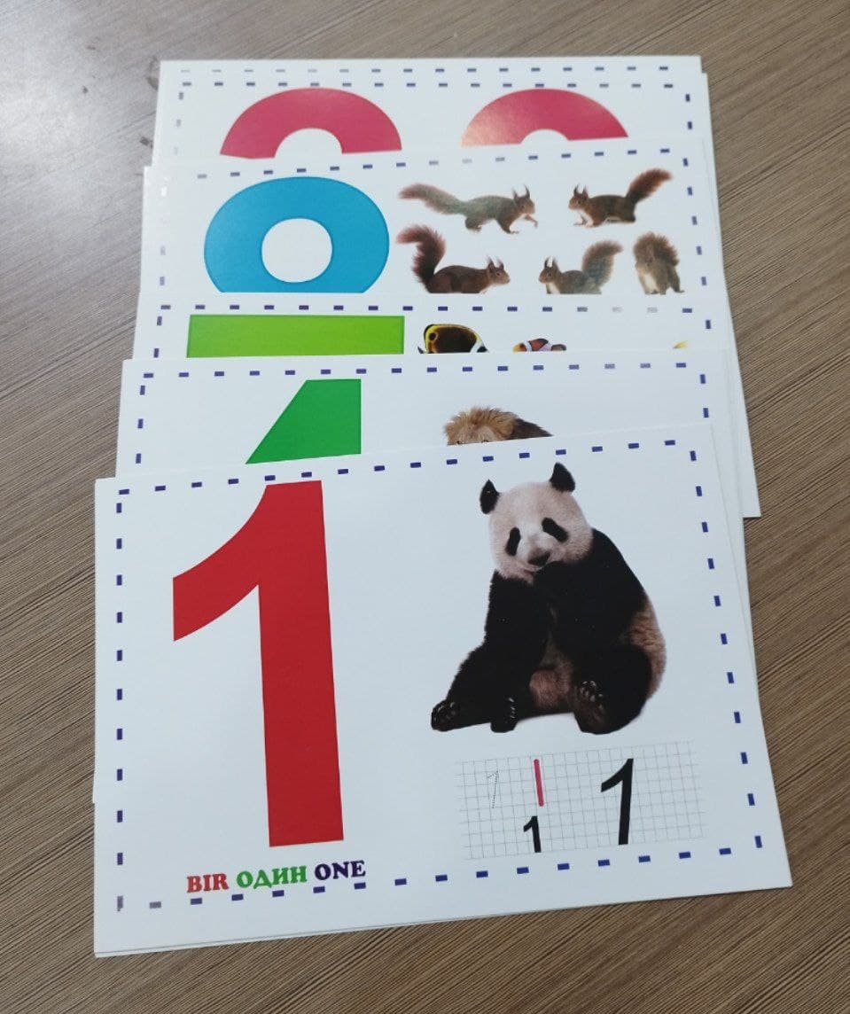 Raqamlar (kartochka) 3 xil tilda (А4, qattiq) kichik rasm