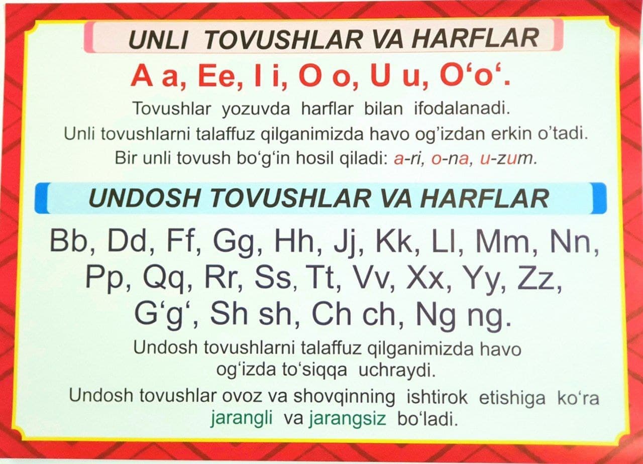 Unli tovushlar va harflar (plakat) (A1, yumshoq) kichik rasm
