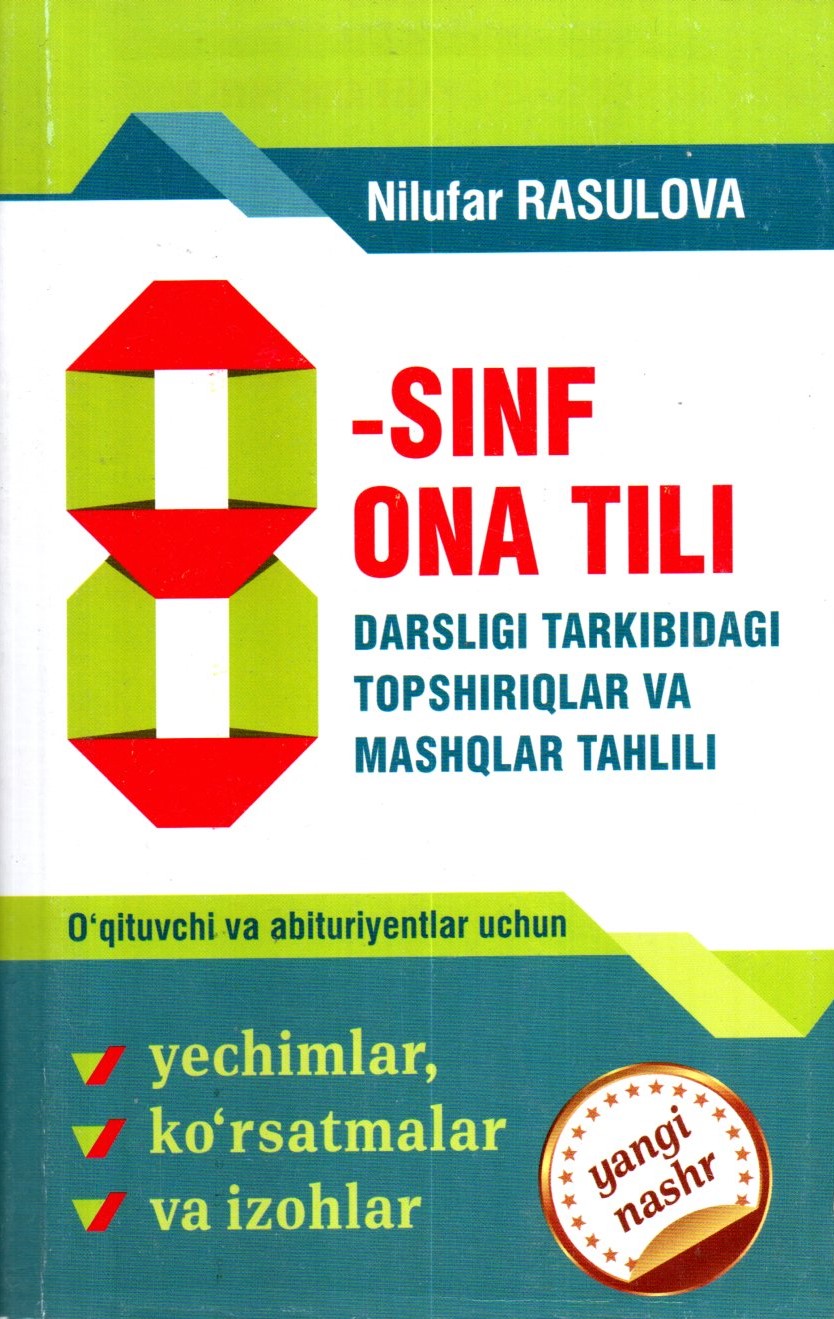 8 sinf ona tili javoblari 6 mashq